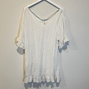 Women’s White Swim Coverup with Ruffle Hem